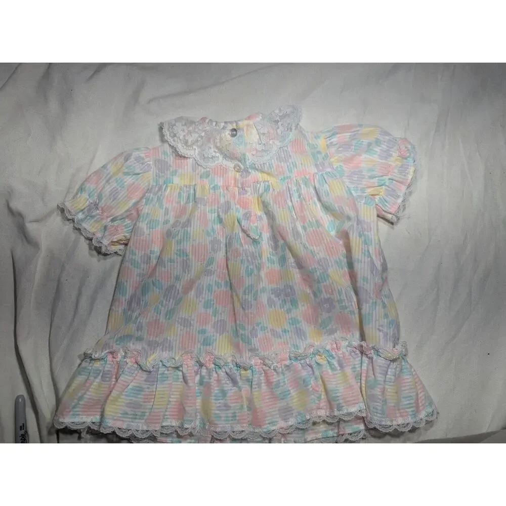 Cuddle Teen Cottage Core Vintage 90s Floral Pastel Dress 3T Ruffles Lace Toddler